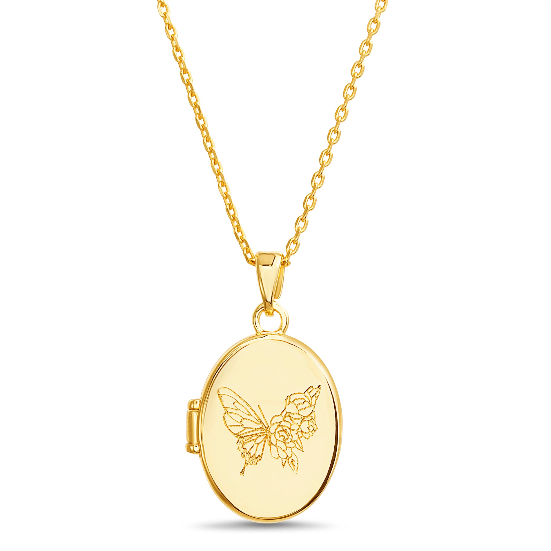 Engraved Butterfly Locket
